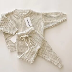 1 Ribbed Chunky Knitted Kids Pant Set