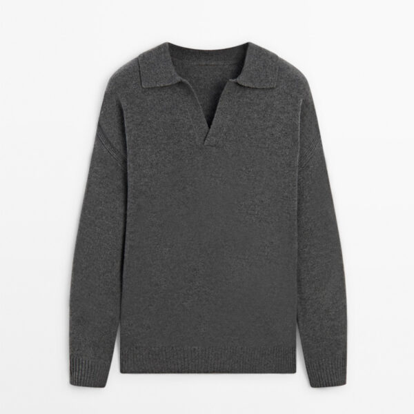 Cashmere Wool Knit Polo Men