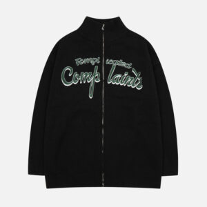 095e4e60-747c-4b72-8e63-594e4af7bddf Letter Embroidery Zip Up Cardigan