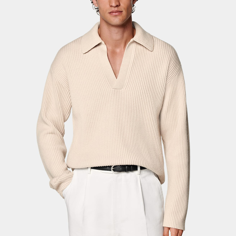 Cashmere Wool Polo Sweater