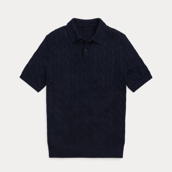 Cable Knit Polo Sweater - Image 2