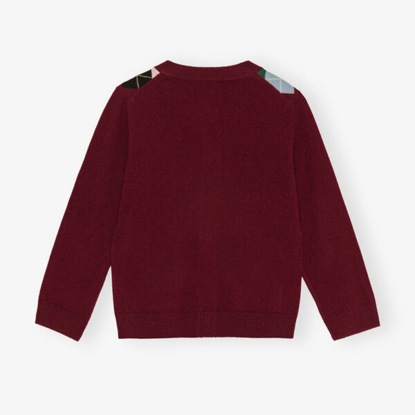 Burgundy Check Cardigan Sweater - Image 5