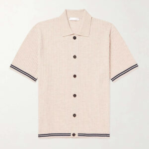 Custom 2025 Vintage Casual Striped High Quality Button-down Short Sleeve Cardigan Sweater Tops Men's Knitted Shirt