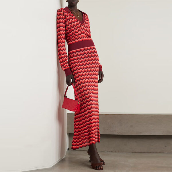 Red Polo Neck Sweater Dress - Image 2