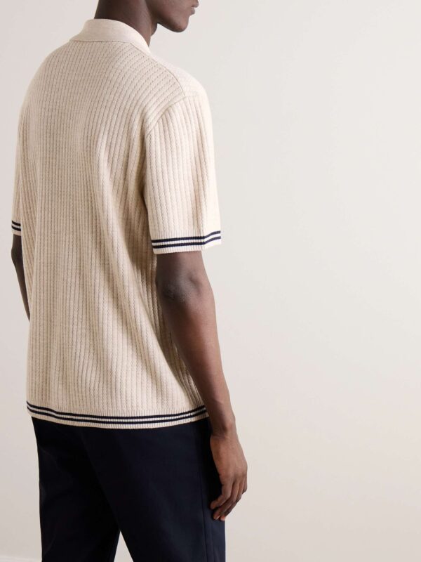 Custom 2025 Vintage Casual Striped High Quality Button-down Short Sleeve Cardigan Sweater Tops Men's Knitted Shirt - Image 4