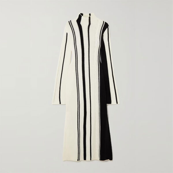 Contrast Color Stripe Knit Dress - Image 4