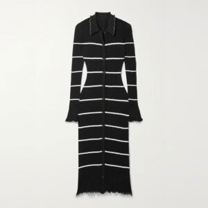 Stripe Polo Collar Sweater Dresses