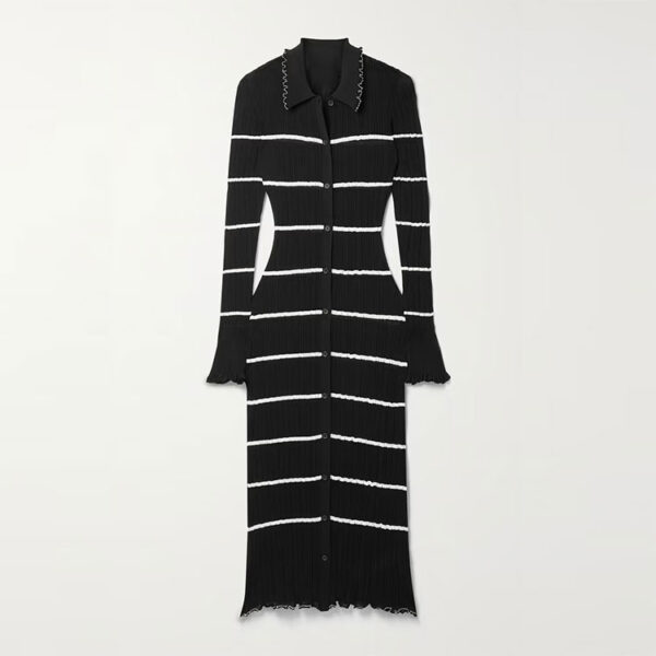 Stripe Polo Collar Sweater Dresses