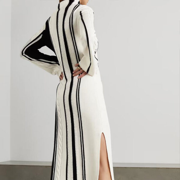 Contrast Color Stripe Knit Dress - Image 2